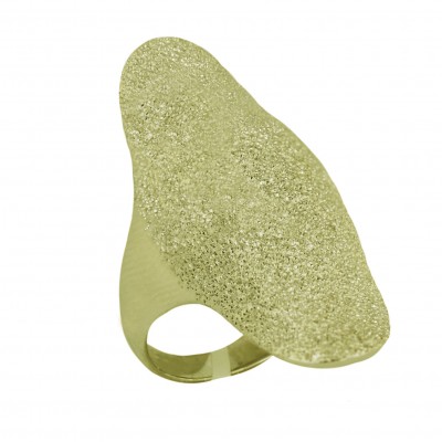 Sterling Silver Ring 37X18mm Gold Wavy Oval Dusted--Rhodium Plating/Nickle Free--