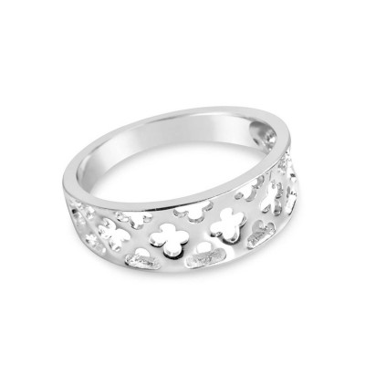 Sterling Silver Ring Plain with Cherry Blossom Cutout--E-Coat