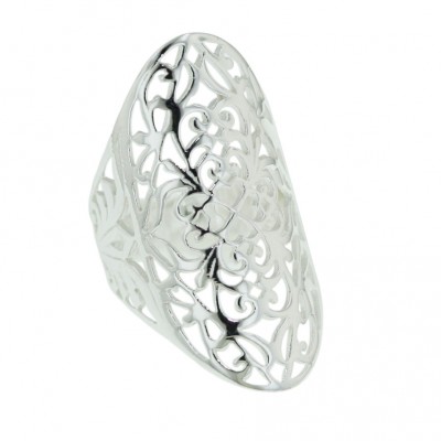 Sterling Silver Ring Plain Open Filigree--E-coated/Nickle Free