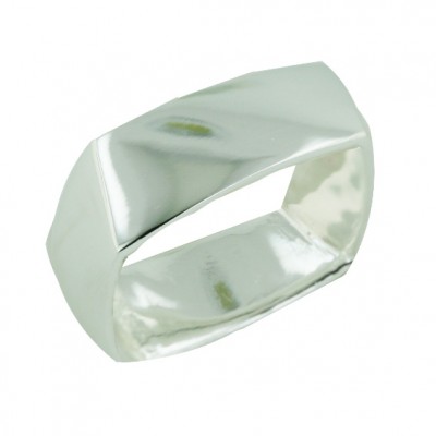 Sterling Silver Ring Plain Open Torqued Cushion-E-coated/Nickle Free