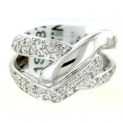 Sterling Silver Ring Oppositive Plain+Cubic Zirconia Links