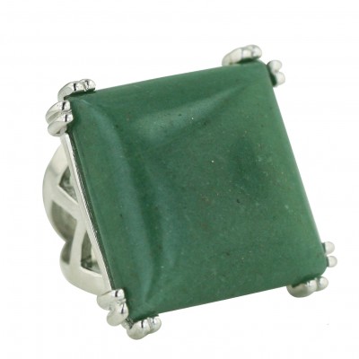 Sterling Silver Ring 25X25mm Green Aventurine Square