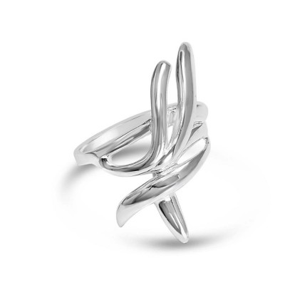 Sterling Silver Ring Criss Cross Plain Lines--E-coated/Nickle Free