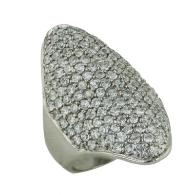 Sterling Silver Ring 34.5X19.5mm Pave Clear Cubic Zirconia Marquis