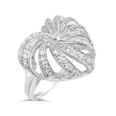 Sterling Silver Ring Open Lines Puff Heart