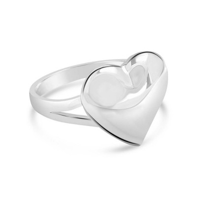Sterling Silver Ring Plain Puff Heart--E-coated/Nickle Free