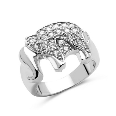 SS Ring Pave Cz Elephant