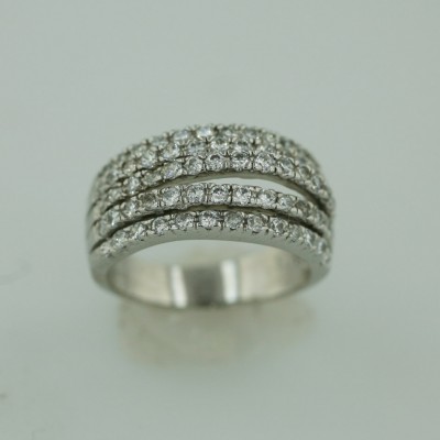 Sterling Silver Ring 5 Line Clear Cubic Zirconia
