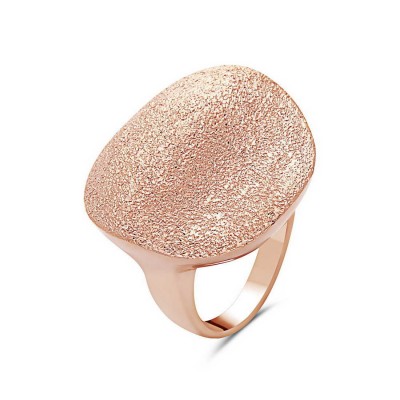 Sterling Silver Ring 23mm Rosegold Plate Round Dusted Slope