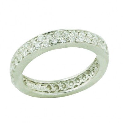Sterling Silver Ring Pave Cubic Zirconia Eternity Band