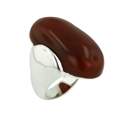 Sterling Silver Ring 31.5X17.5mm Oval Carnelian Cabochon