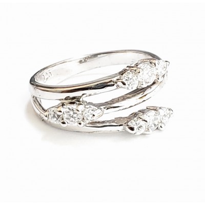 Sterling Silver Ring 3 Part Clear Cubic Zirconia