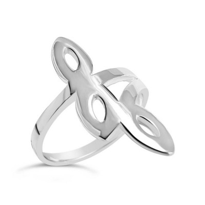 Sterling Silver Ring Plain Open Marquis--E-coated--