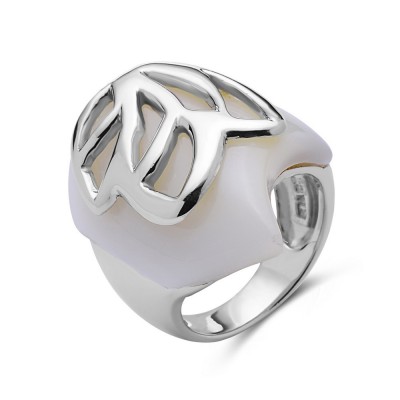 SS Ring Mop Irregular Shape Leaf Motif