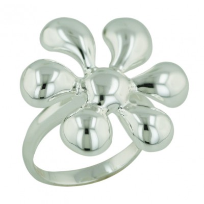 Sterling Silver Ring Plain Bold Flower--E-coated/Nickle Free--