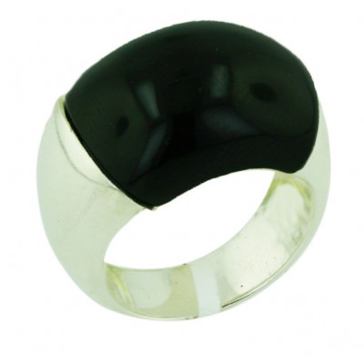 Sterling Silver Ring Onyx Concave