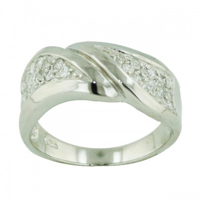 Sterling Silver Ring Oppositive Clear Cubic Zirconia Band