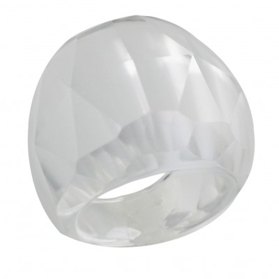 Sterling Silver Ring Chess Cut Clear Crystal-No.038-2 (5)