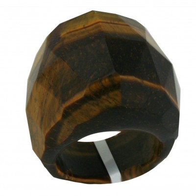 Sterling Silver Ring Chess Cut Yellow Tiger Eye-No.038-2 (1)