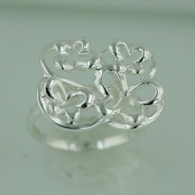Sterling Silver Ring Plain 4 Open Butterfly Flower Petal --E-coated/Nickle Free-