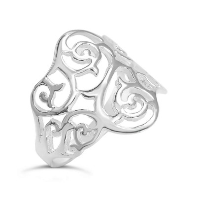 Sterling Silver Ring Open Filigree--E-Coated