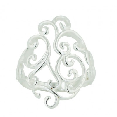 Sterling Silver Ring Plain Open Filigree--E-coated/Nickle Free--
