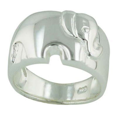 Sterling Silver Ring Plain Elephant--E-coated--