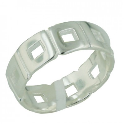 Sterling Silver Ring Open Box Plain Band--E-Coated