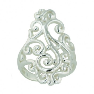 Sterling Silver Ring Plain Open Swirl Pattern--E-coated/Nickle Free--