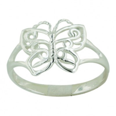 Sterling Silver Ring Plain Open Butterfly--E-coated/Nickle Free--