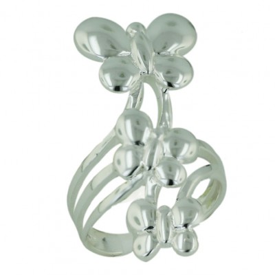 Sterling Silver Ring Plain Triple Butterfly-E-coated/Nickle Free--