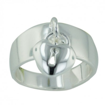 Sterling Silver Ring Plain Heart Locket on Band--E-coated/Nickle Free--