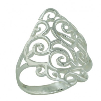 Sterling Silver Ring Plain Open Swirl Cluster--E-coated/Nickle Free--