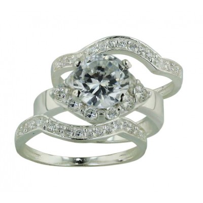Sterling Silver Ring 3 Pcs Engagement 8mm C