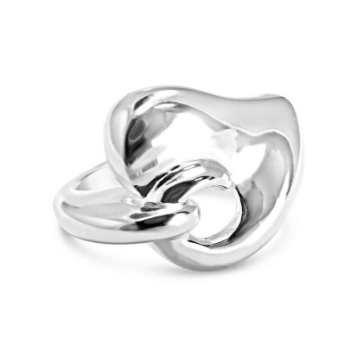 Sterling Silver Ring 22X17mm Plain Slanted Heart with Hole Top--E