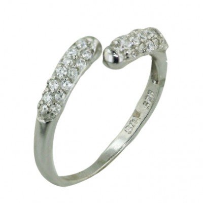Sterling Silver Ring Oppositive Clear Cubic Zirconia Lines