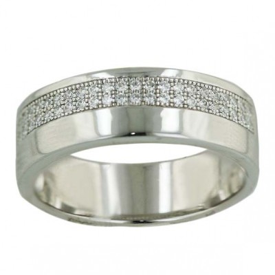 Sterling Silver Ring Micropave Clear Cubic Zirconia Band