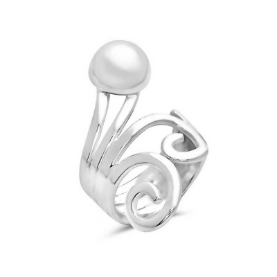 Sterling Silver Ring Plain Open Swirls with 10mm Ball Bottom--E-coated/