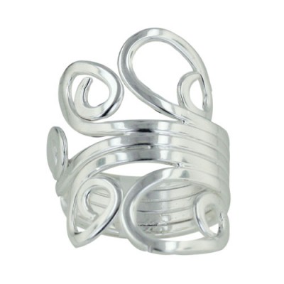 Sterling Silver Ring Plain Open Multicolor-Swirl--E-coated/Nickle Free--