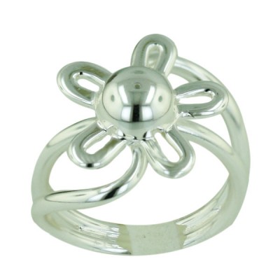Sterling Silver Ring Plain Flower with Oppositive Open Bar Sides--E-coated/Nickle Free-