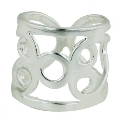 Sterling Silver Ring Plain Open Sided Heart with Swirl Ctr--E-coated/Nickle Free