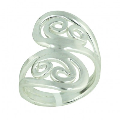 Sterling Silver Ring Plain Oppositive with Open Swirl--E-coated/Nickle Free-- - 8
