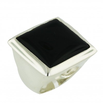 Sterling Silver Ring 27.5X26.5mm Onyx Square--E-coated/Nickle Free--