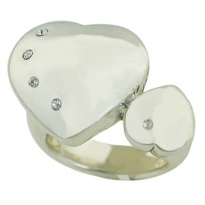 Sterling Silver Ring 21mm+12mm Silver Upside Down Heart with 5 Pcs