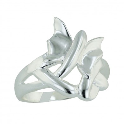 Sterling Silver Ring Plain Slanted Butterfly--E-coated/Nickle Free--