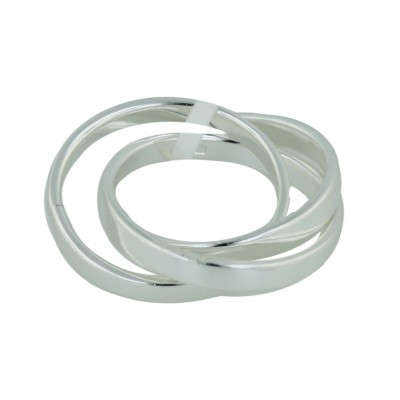 Sterling Silver Ring Plain 3 Pcs Interlock Band--E-coated/Nickle Free--