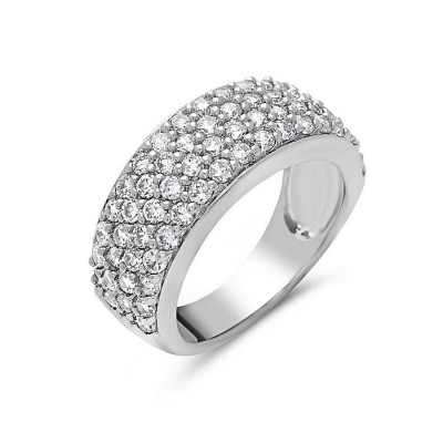 Sterling Silver Ring 4 Rows (1.75mm) Clear Cubic Zirconia Band