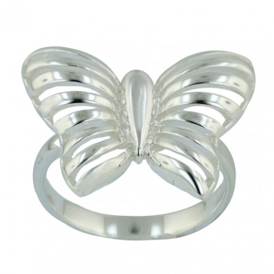 Sterling Silver Ring Plain Opened Butterfly--E-coated/Nickle Free--