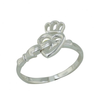 Sterling Silver Ring Plain Open Claddagh--E-Coated