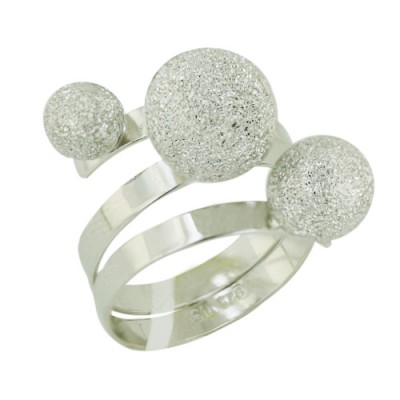 Sterling Silver Ring String Band with 6mm+8mm+10mm Dusted Silver